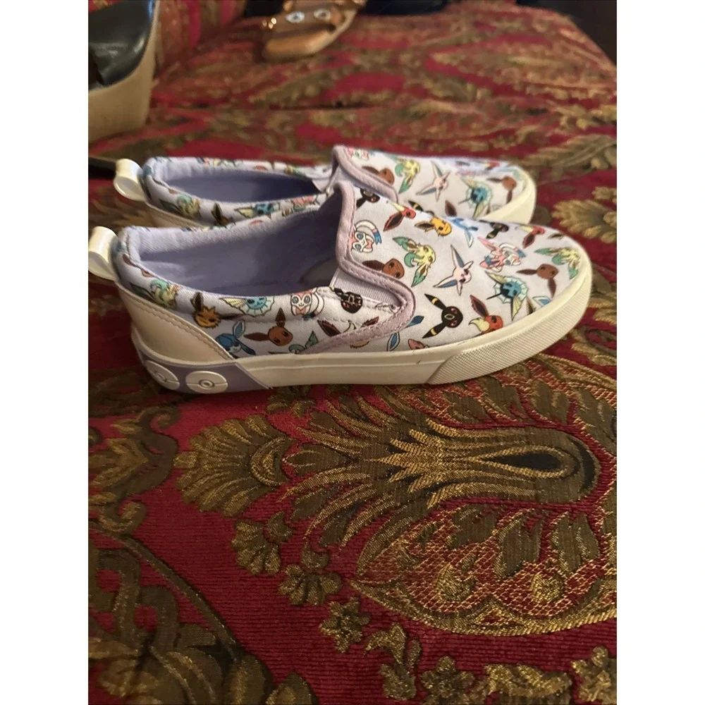 Pokemon slip on Shoes Teens Size 3 Purple white Anime Ground Up